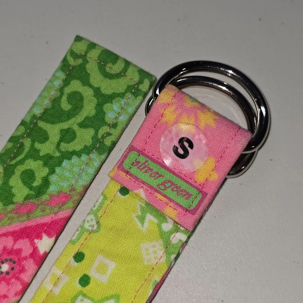 Oliver Green Preppy Pink & Green D Ring Belt Size Small